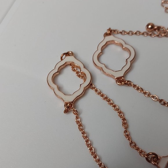 Long Rose Gold Tone Decorative Necklace 38 To 40.5 Inches - Picture 4 of 12